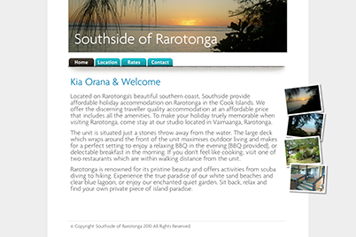Screenshot of the Southside of Rarotonga website